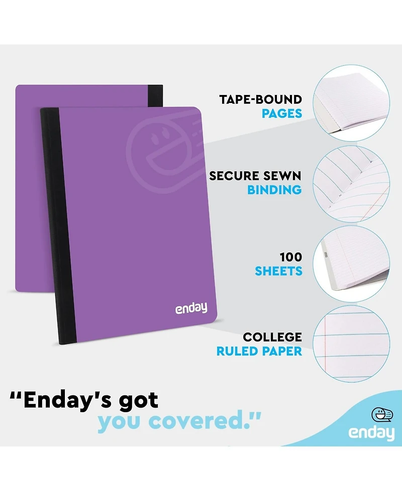 Enday Composition Notebooks College Ruled Paper, Pink Hard Cover Notebook, Premium Lined Books, 100 Sheets Notebook