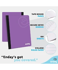 Enday Composition Notebooks College Ruled Paper, Pink Hard Cover Notebook, Premium Lined Books, 100 Sheets Notebook