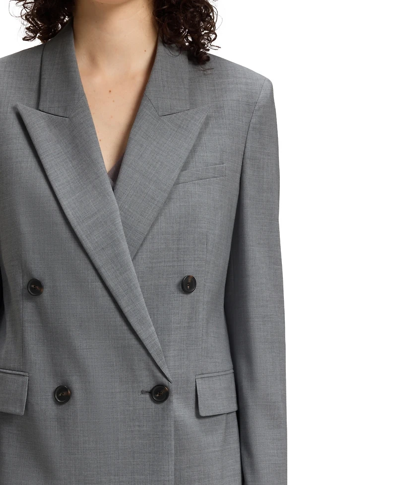 Boss by Hugo Women's Melange Virgin Wool Double-Breasted Blazer