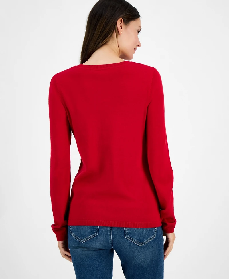 Nautica Jeans Women's Cotton Deer-Graphic Sweater