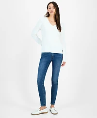 Nautica Jeans Women's Cotton V-Neck Textured Sweater