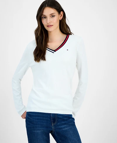 Tommy Hilfiger Women's Cotton V-Neck Sweater