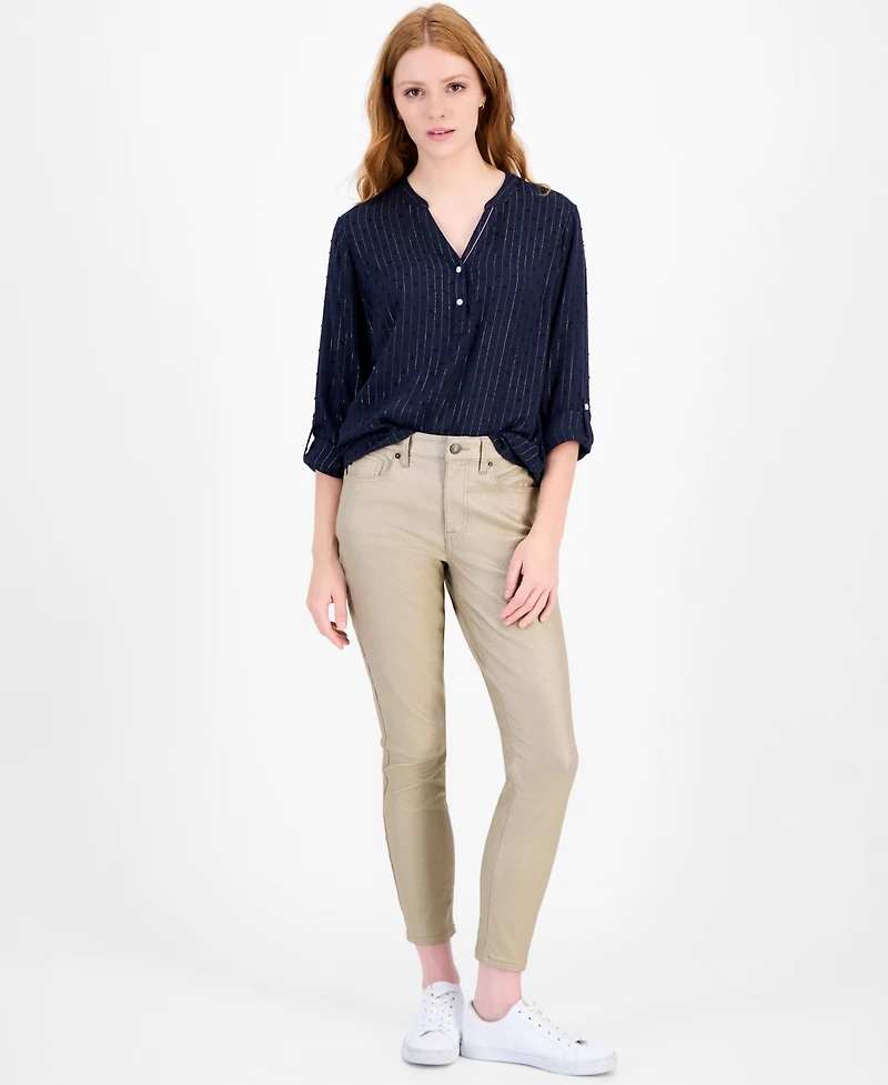 Tommy Hilfiger Women's Sparkle Clip Dot Popover Top