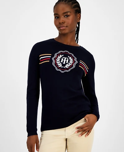 Tommy Hilfiger Women's Cotton Crest Crewneck Sweater
