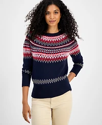 Tommy Hilfiger Women's Round-Neck Long-Sleeve Fair Isle Sweater