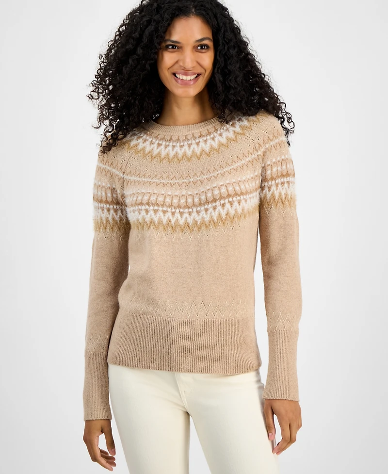 Tommy Hilfiger Women's Round-Neck Long-Sleeve Fair Isle Sweater