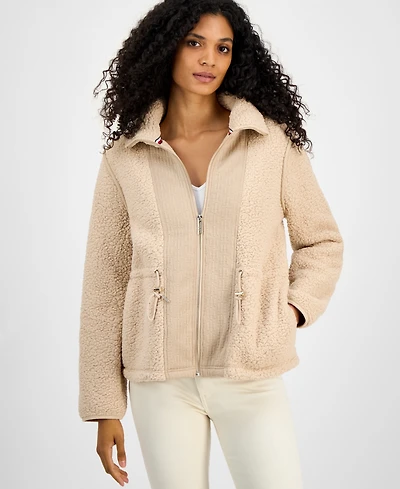 Tommy Hilfiger Women's Sherpa Zip-Front Long-Sleeve Jacket