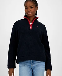 Tommy Hilfiger Women's Quarter-Zip Faux-Sherpa Jacket