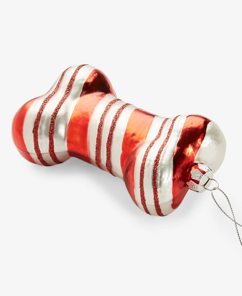 Holiday Lane Pets Red and Silver Stripe Bone Ornament, Macy's Exclusive