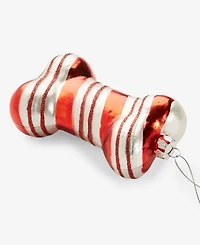 Holiday Lane Pets Red and Silver Stripe Bone Ornament, Macy's Exclusive