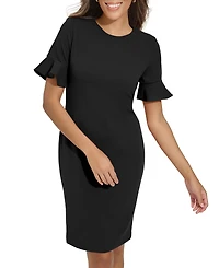 Calvin Klein Women's Scuba Crepe Short-Sleeve Sheath Dress
