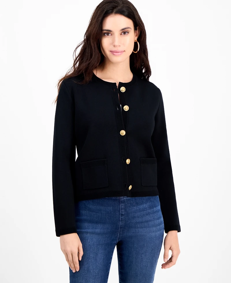 I.n.c. International Concepts Petite Structured Long-Sleeve Sweater Jacket, Macy's Exclusive