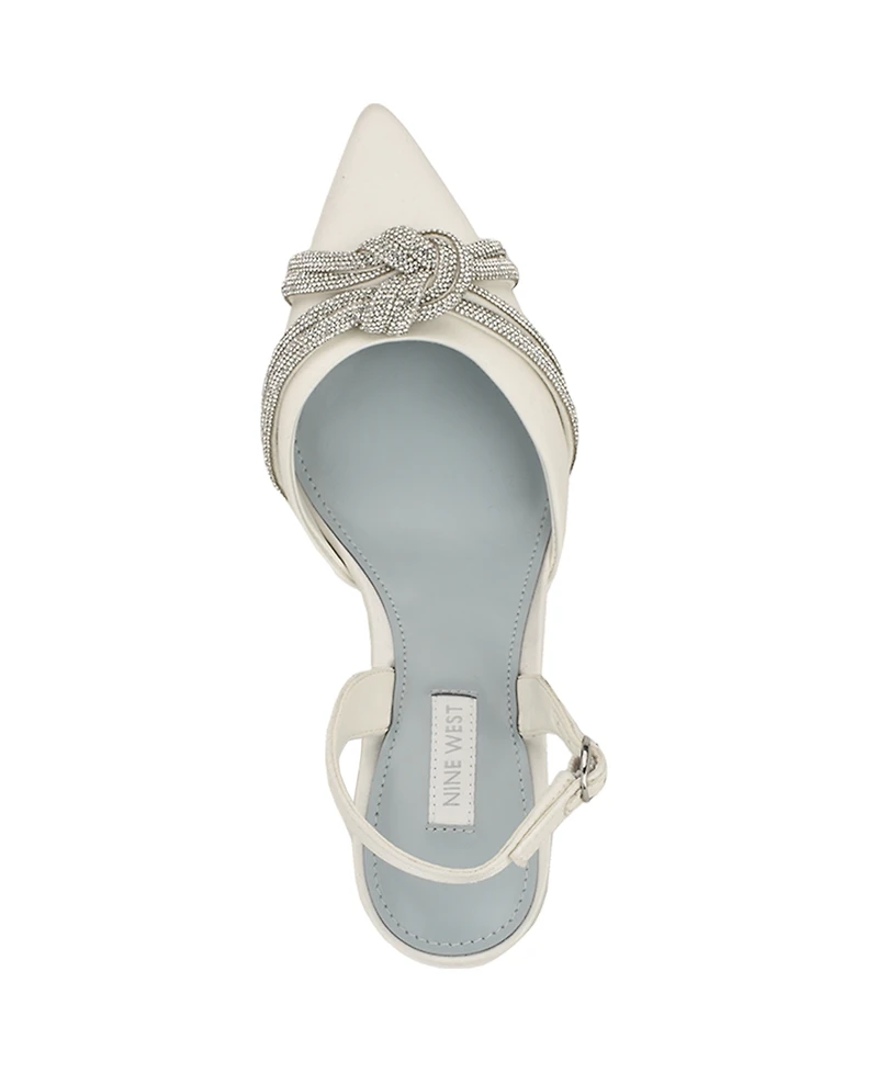 Nine West Women's Deby Bridal Satin Embellished Slingback Pumps