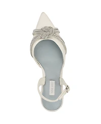 Nine West Women's Deby Bridal Satin Embellished Slingback Pumps