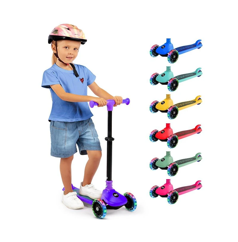 3-Wheel Foldable Kids Scooter - Child Toy Scooter with Built-in Led Wheel Lights, and Easy Maneuvering