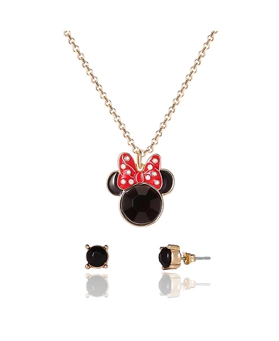 Fashion 16"+3" Minnie Mouse Necklace & Earrings Set -Imitation Yg Plt