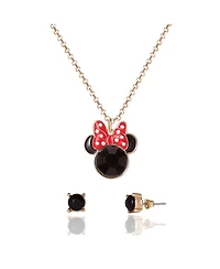 Fashion 16"+3" Minnie Mouse Necklace & Earrings Set -Imitation Yg Plt