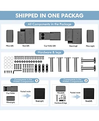 Yaheetech Faux Leather Convertible Futon Sofa Bed with 2 Throw Pillows