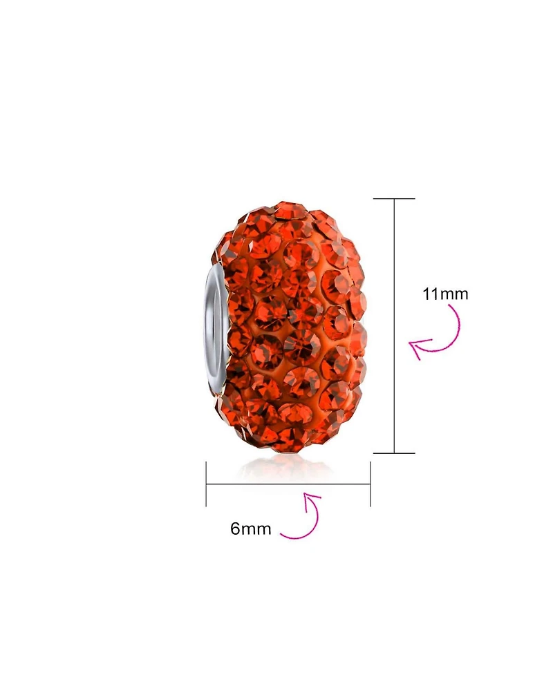 Bling Jewelry Set of 3 Halloween Red Eyes Skeleton Pirate Skull & Solid Bright Orange Spacer Charm Bead Sterling Silver