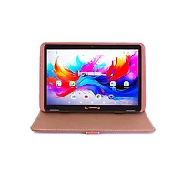Linsay 10.1" Octa Core 256GB Storage Android 15 Tablet with Leather Case