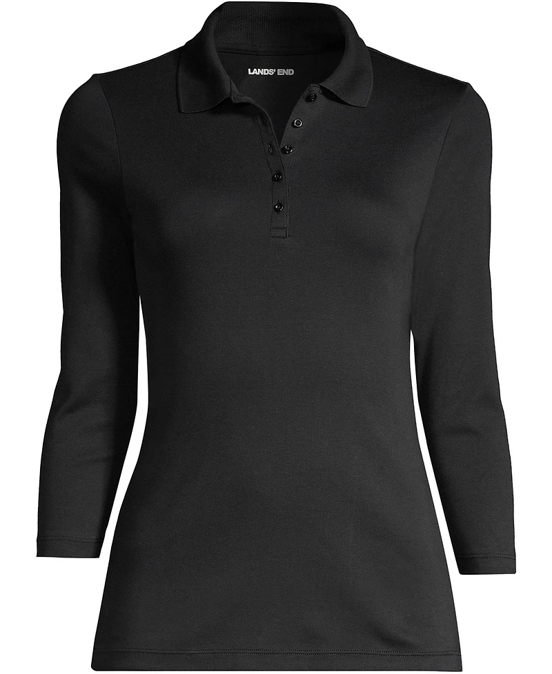 Lands' End Women's 3/4 Sleeve Supima Cotton Polo Shirt