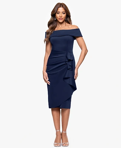 Xscape Women's Ruffled Off-The-Shoulder Sheath Dress