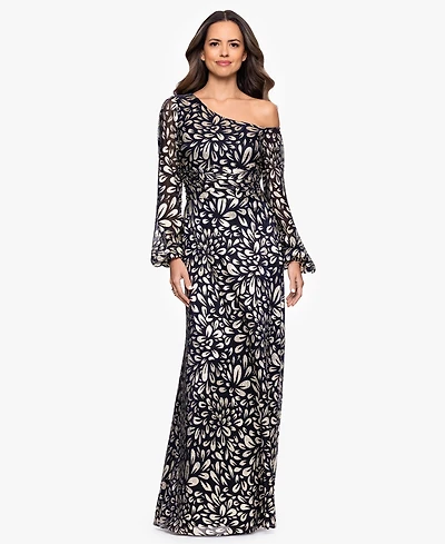 B&A By Betsy & Adam Women's Metallic One Shoulder Sheath Dress