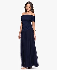 Betsy & Adam Women's Off-The-Shoulder Long Sheath Dress