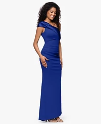 Betsy & Adam Women's One-Shoulder Asymmetrical-Hem Long Sheath Dress