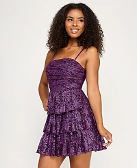 Katia Rae Juniors' Tiered Foil Lace Fit & Flare Dress