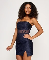 Katia Rae Juniors' Strapless Glitter-Knit Bodycon Dress