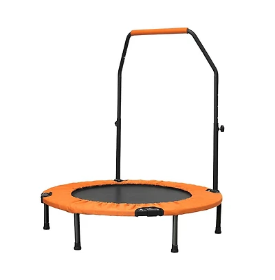 Zenova 40inch Foldable Mini Trampoline Orange Fitness Rebounder with Adjustable Foam Handle