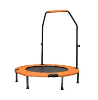 Zenova 40inch Foldable Mini Trampoline Orange Fitness Rebounder with Adjustable Foam Handle
