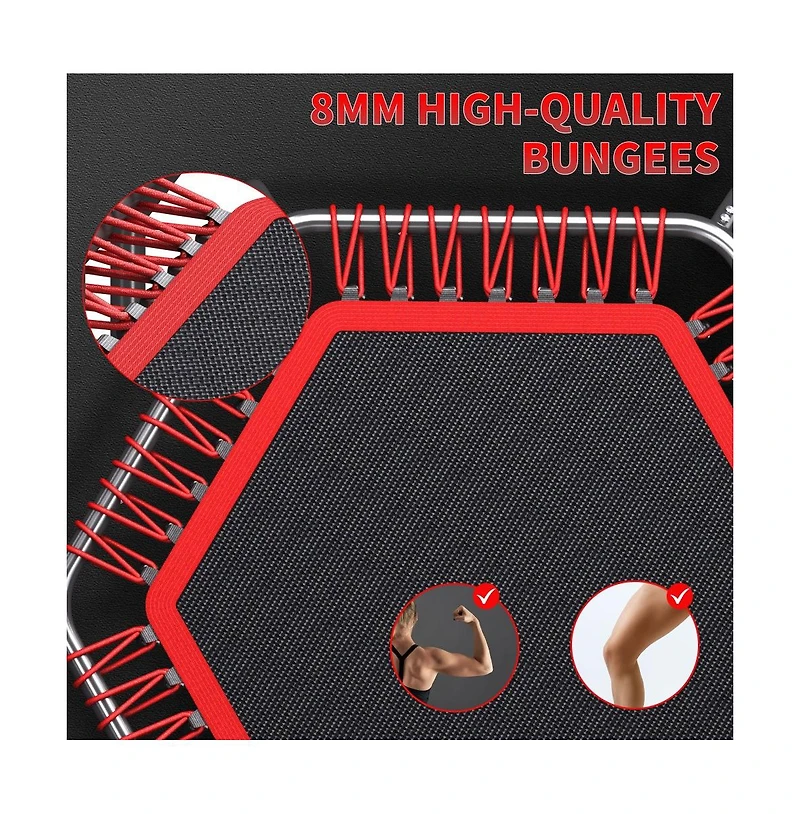 Zenova 48in Foldable Trampoline Hexagonal Red with Adjustable Foam Handle