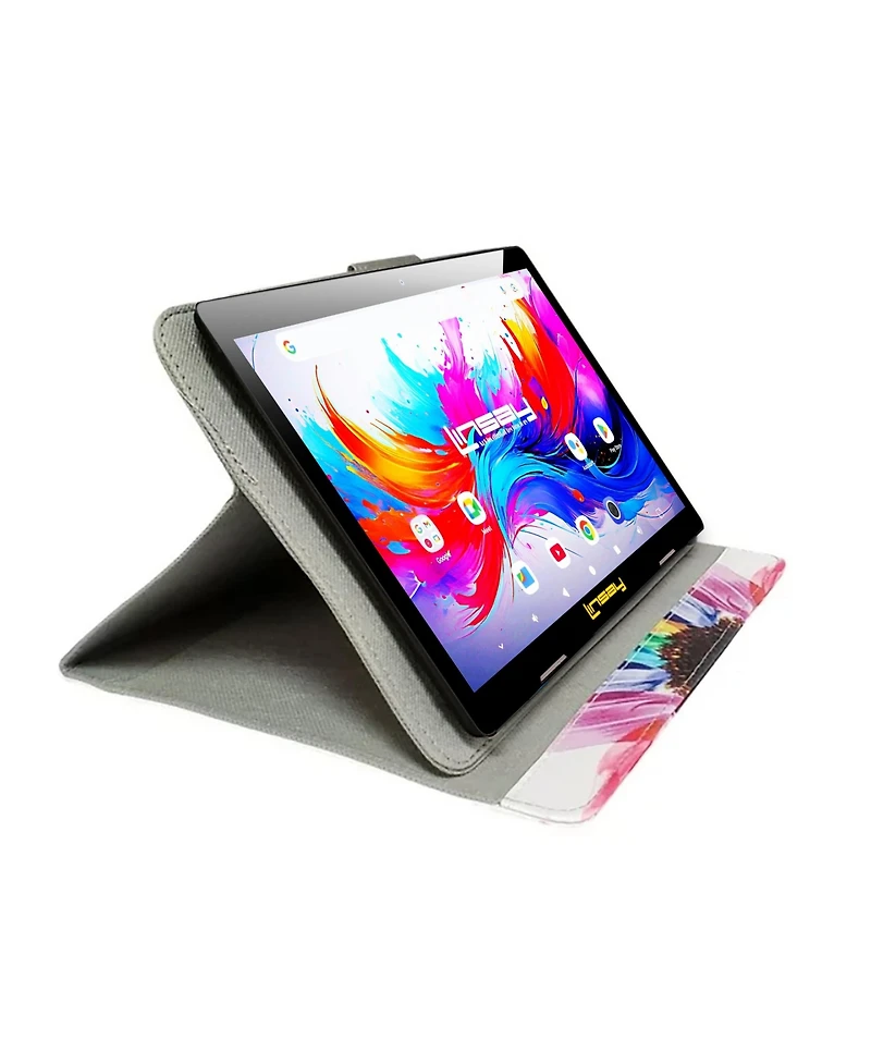 Linsay 10.1"Octa Core 256GB Storage Android 15 Tablet with Rainbow Marble Case
