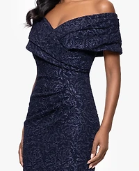 Betsy & Adam Petite Off-The-Shoulder Jacquard Dress