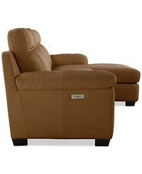 Julius Ii 3-Pc. Leather Chaise Sectional with 1 Power Recliner, Macy's Exclusive