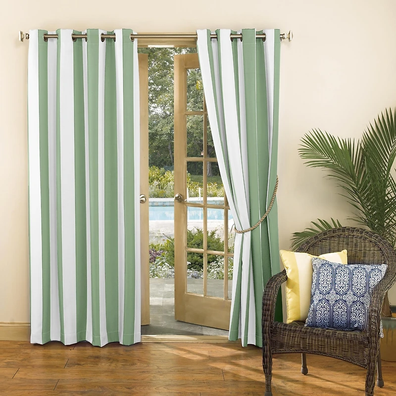 Valencia Cabana Stripe Indoor/Outdoor Uv Protectant Room Darkening Grommet Curtain Panel
