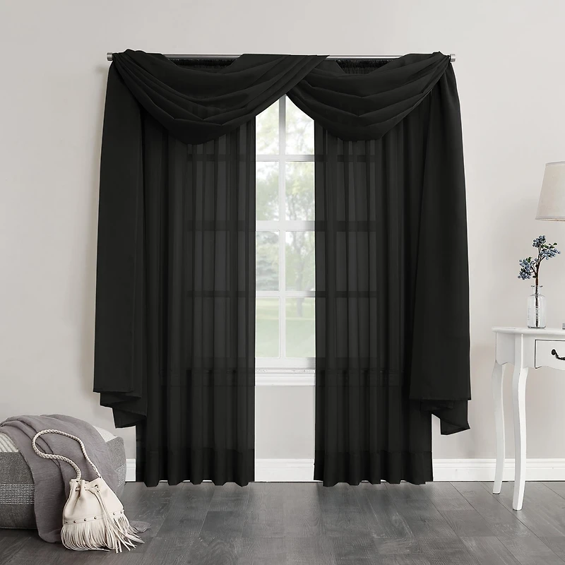 Sheer Voile Rod Pocket Curtain Panel