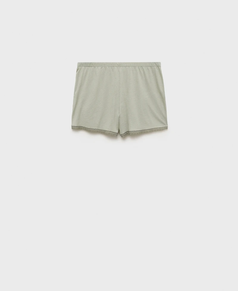 Mango Women's Lace Contrast Cotton Pajama Shorts