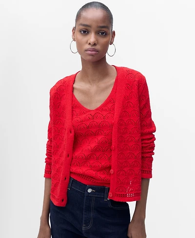 Mango Women's Openwork Detail Knit Cardigan