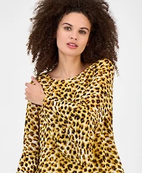Kasper Women's Printed Ruffle-Cuff Bell-Sleeve Blouse