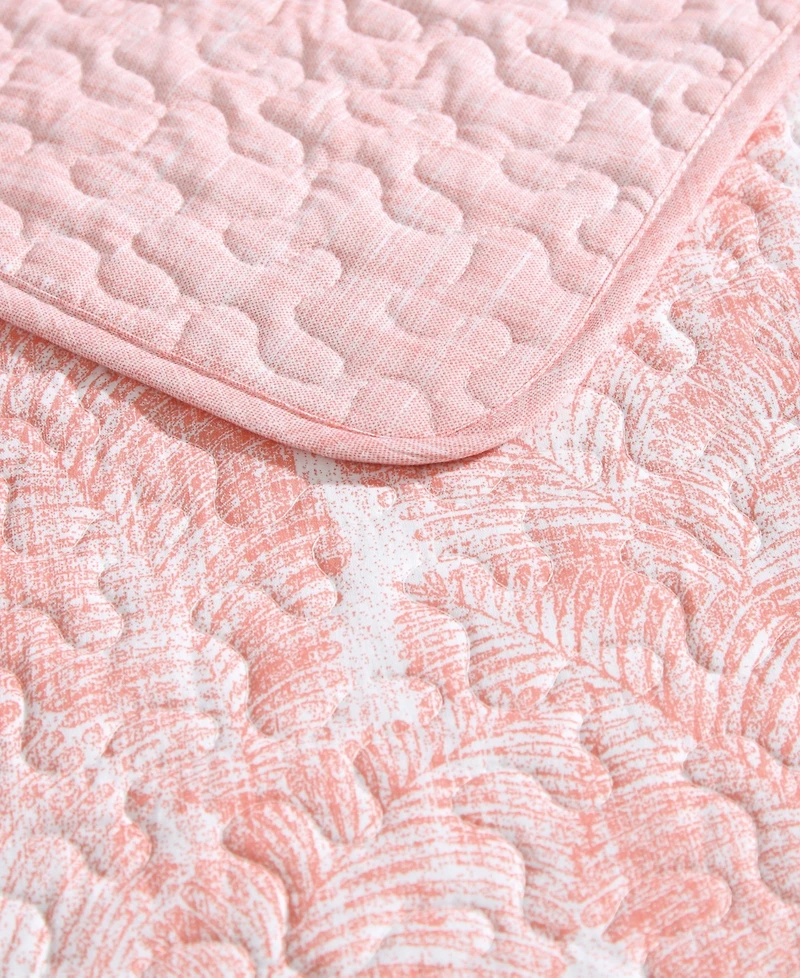 Tommy Bahama Distressed Water Leaves Cotton Reversible 2-Pc. Quilt Set, Twin