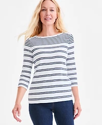 Style & Co Women's Printed Pima Cotton 3/4-Sleeve Top, Exclusively at Macy's
