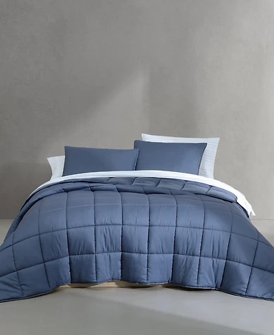 Calvin Klein Washed Solid Reversible Plush -Pc. Comforter Set