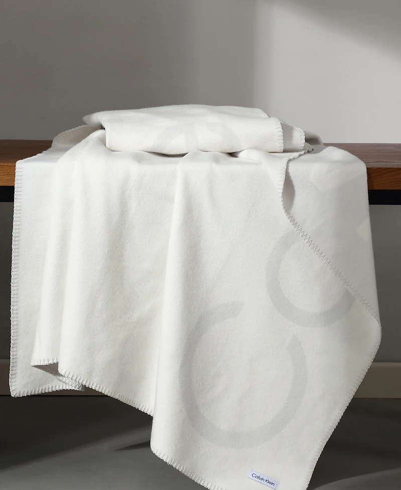Calvin Klein Logo Reversible Throw, 50" x 70"