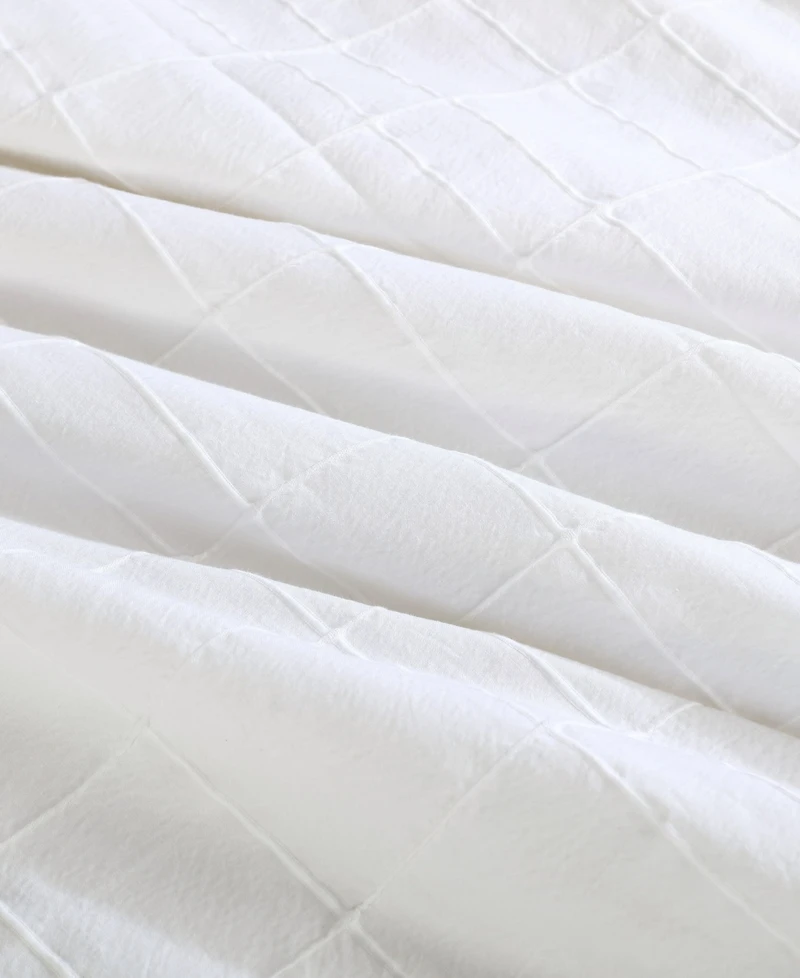 Calvin Klein Solid Puckered Grid 3-Pc. Duvet Cover Set
