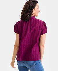 Style & Co Women's Cotton Embroidered Button-Front Blouse, Macy's Exclusive
