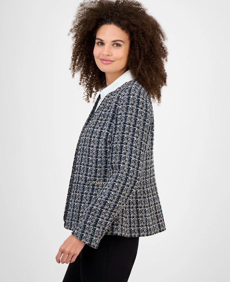 Kasper Tweed Open-Front Cardigan, Regular & Petite