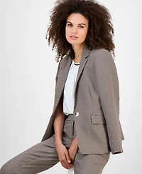 Kasper Houndstooth Single-Button-Front Jacket, Regular & Petite